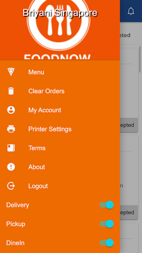 Android application FoodNow OS -Business Centre On screenshort