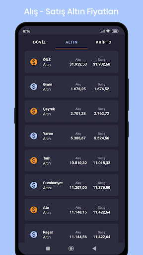 Döviz, Altın, Kripto Fiyatları Screen 3