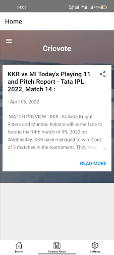Cricvote Screen 3