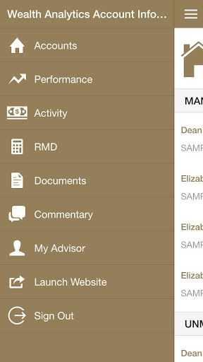 Android application Wealth Analytics Account Info screenshort