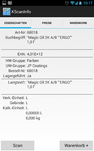 Android application Kutex ScanInfo screenshort