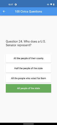 U.S. Citizenship Test Audio Screen 2