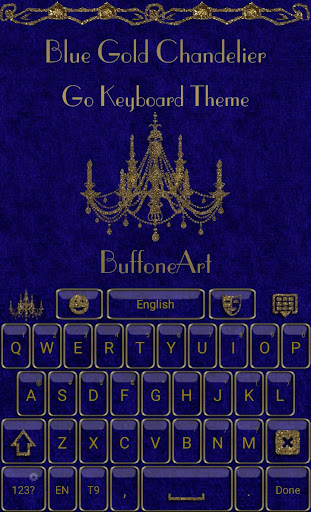Android application Blue Gold Chandelier Keyboard screenshort
