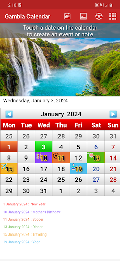 Android application Gambia Calendar 2024 screenshort