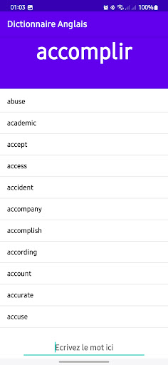 Android application Dictionnaire Anglais screenshort