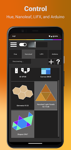 Android application Corluma: Hue, LIFX, Nanoleaf screenshort