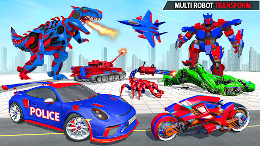 Android application Police Dino Robot Car Games screenshort