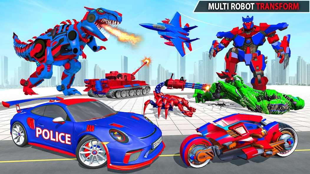 Police Dino Robot Car Games banner