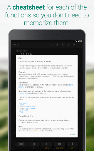 Screenshot of 10BA Pro Financial Calculator