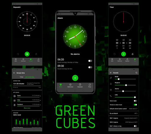 [EMUI 9.1]Green Cubes Theme Screen 3