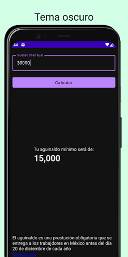 Android application Aguinaldo Calculadora screenshort