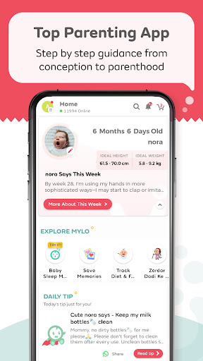 Android application Mylo Pregnancy & Parenting App screenshort
