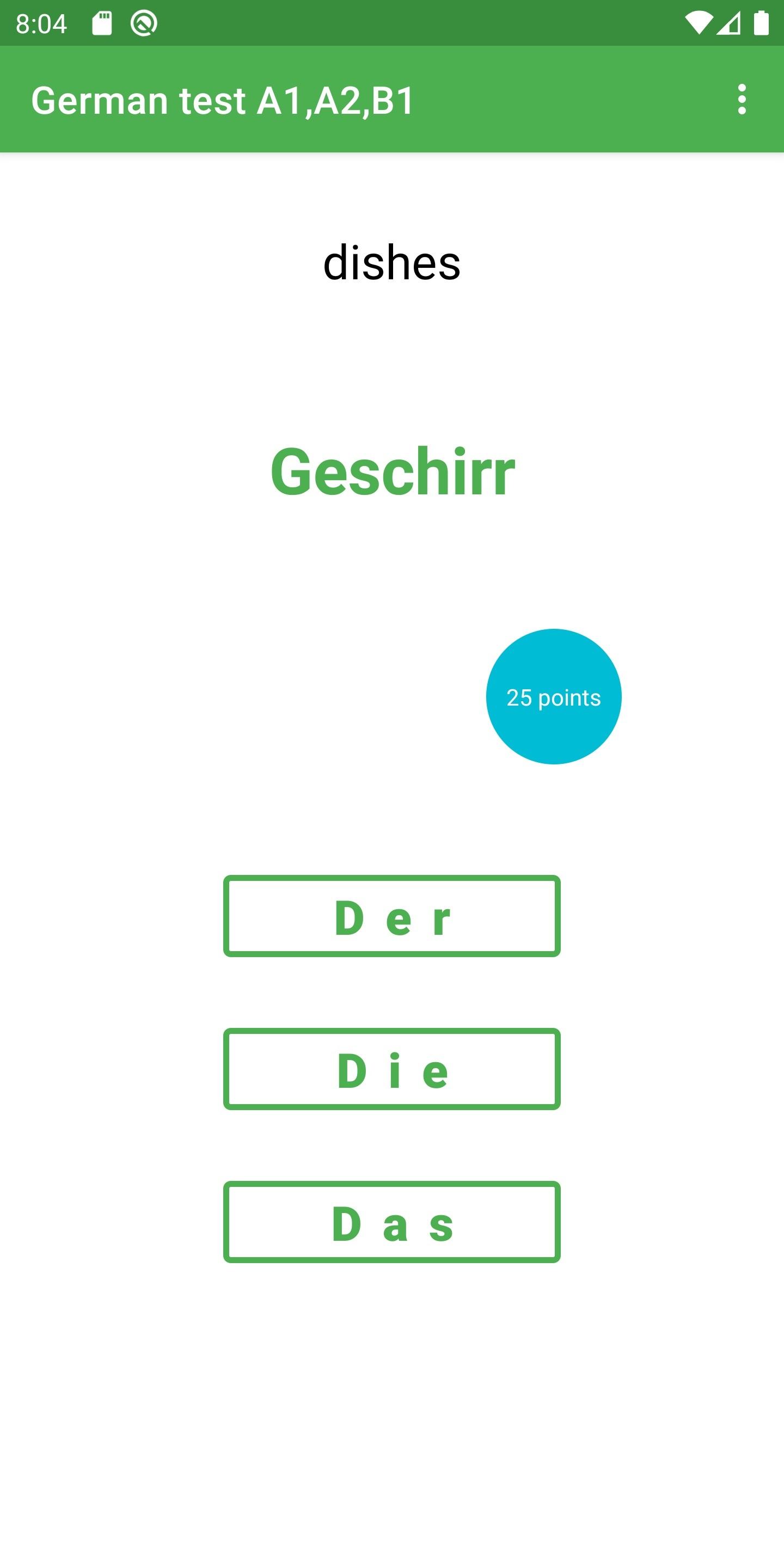 Android application German test A1,A2,B1, Der Die Das, Learn grammar screenshort