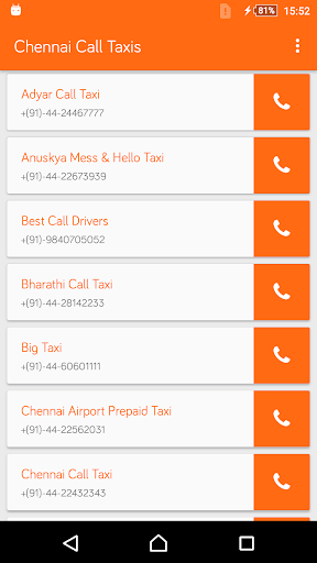 Android application Chennai Call Taxis screenshort