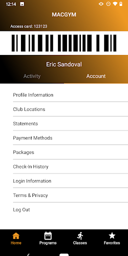 Android application MACGYM screenshort
