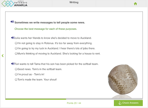 Writing: Pathways Awarua Screen 3