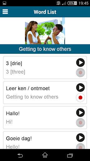 Screenshot of Learn Afrikaans - 50 languages