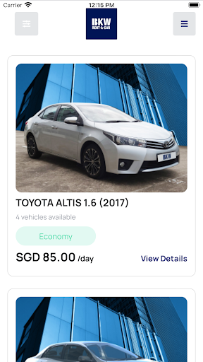 BKW Rent A Car Screen 2