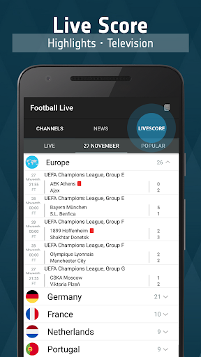 Football TV Live Screen 3