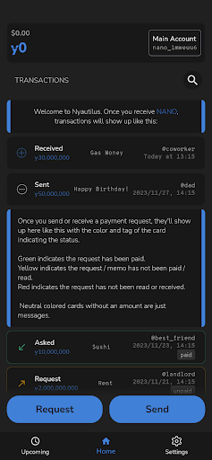 Nyautilus - NYANO Wallet Screen 2