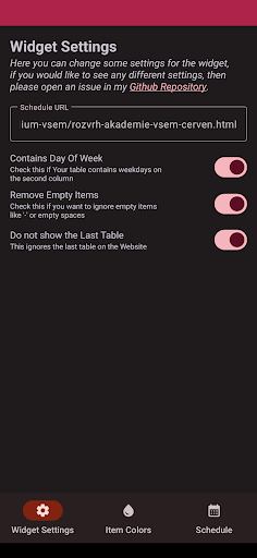 WidgetSchedule Screen 2