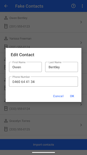 Fake Contacts Screen 3