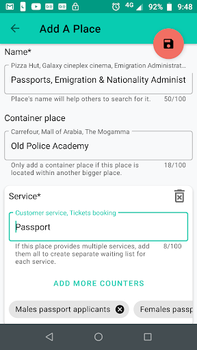 Android application Tabourless - A virtual queue screenshort