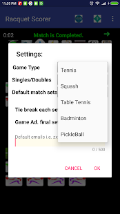 Racquet Match Scorer Screenshot
