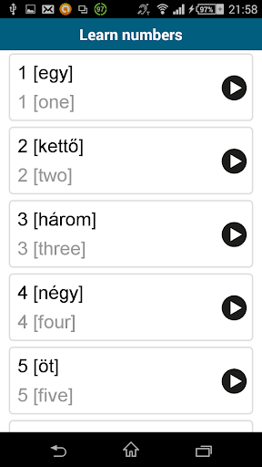 Screenshot of Learn Hungarian - 50 languages