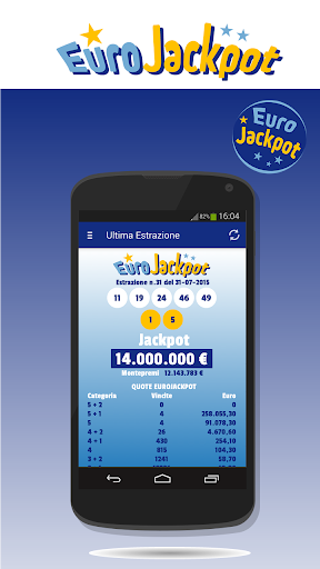 Android application Estrazioni EuroJackpot screenshort