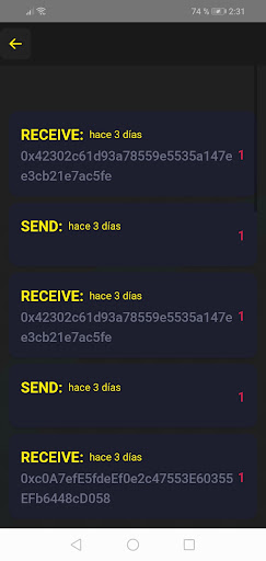 Android application Granacoin screenshort