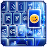 Neon Blue Emoticons Keyboard icon