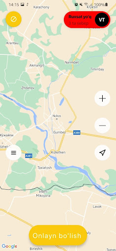 Android application TAXI YAGO Haydovchi screenshort