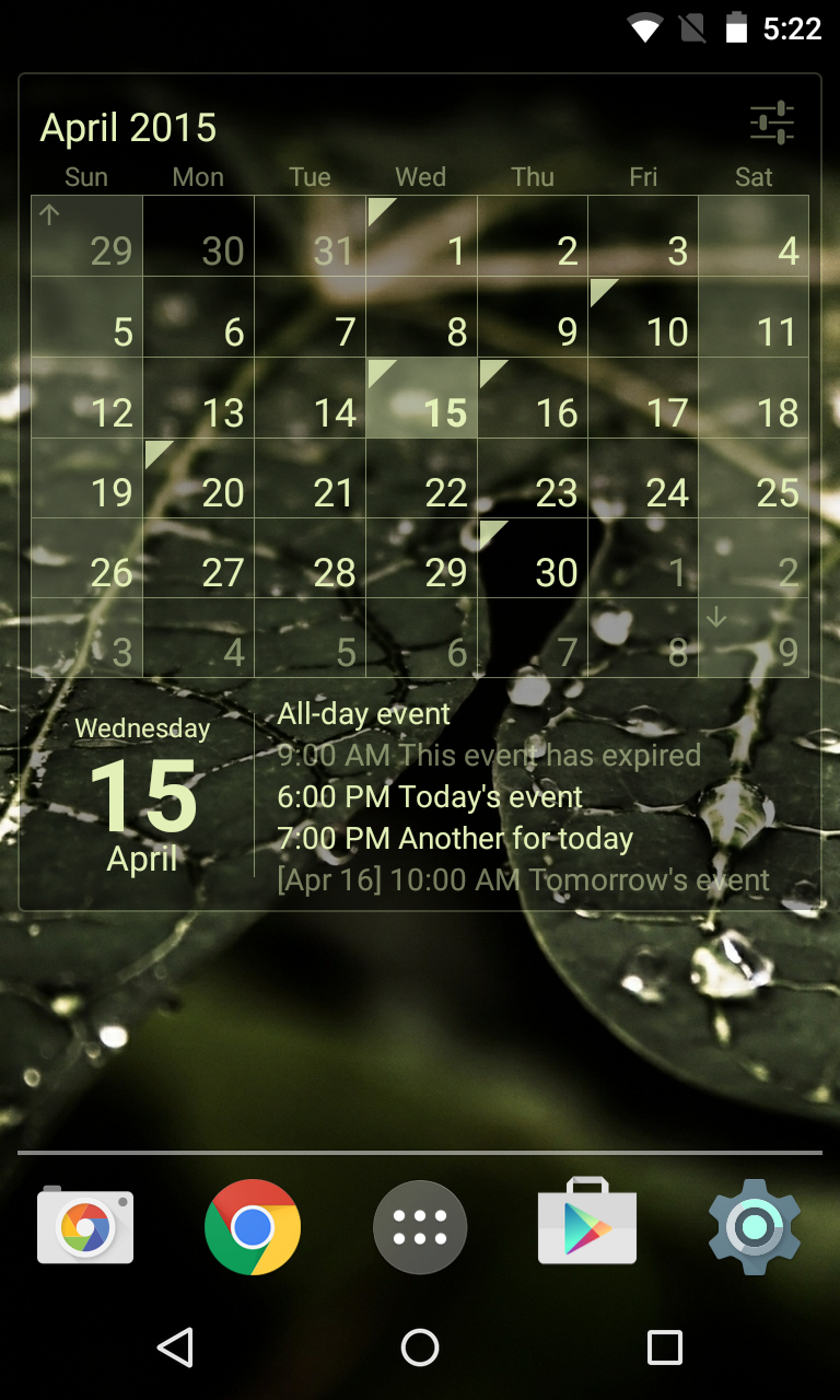 Android application Calendar Widget (key) screenshort
