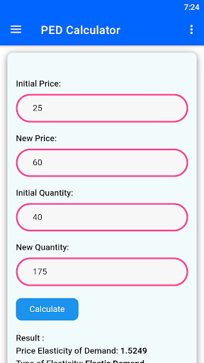 Android application PED Calculator screenshort
