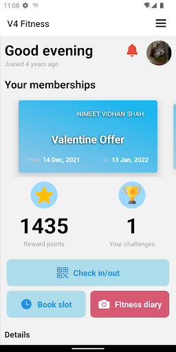 Android application V4 Fitness screenshort