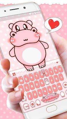 Pink Cute Hippo キーボードのおすすめ画像3