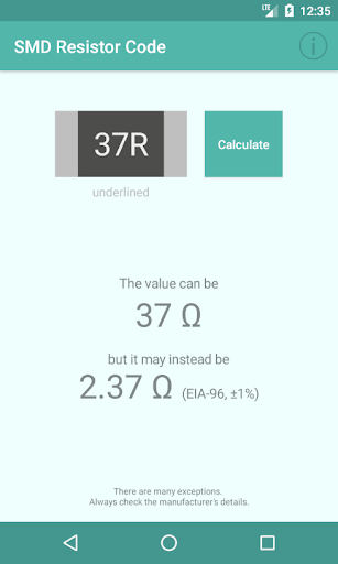 Color and SMD Code Calculator Screen 3