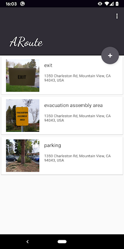 Android application ARoute screenshort