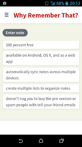 Android application Remember That screenshort