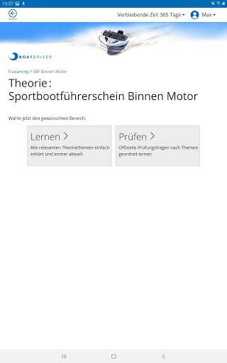 Android application BoatDriver Germany SBF Binnen screenshort