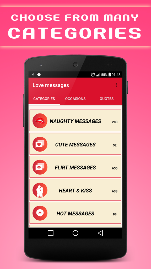 Android application love messages screenshort