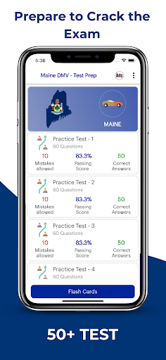 Screenshot of Maine BMV Permit Practice