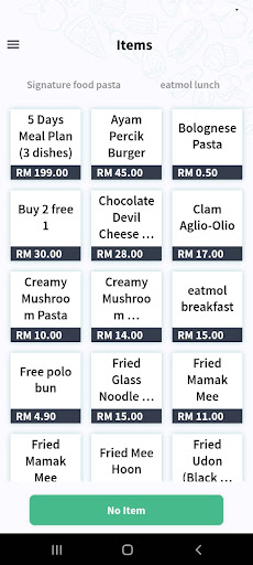 Android application EatMol MO POS screenshort