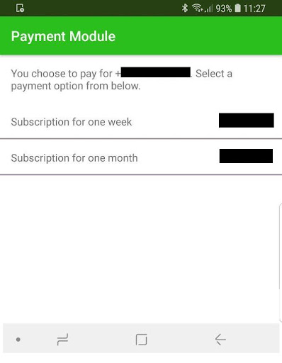 Payment Module Screen 2