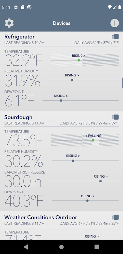 Android application SensorPush screenshort