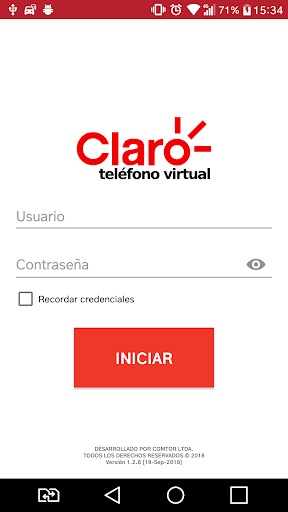 Android application Claro Teléfono Virtual screenshort