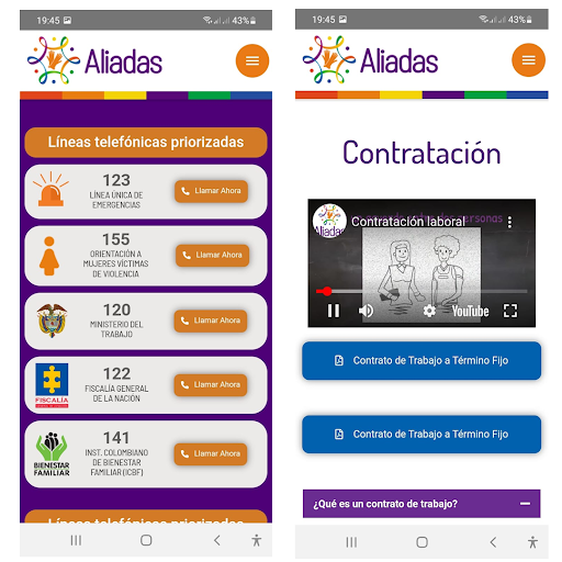 Aliadas App Screen 2