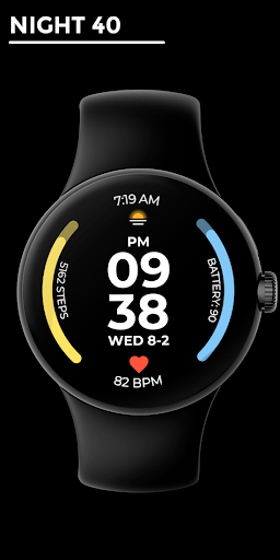 Android application Night 40 - watch face screenshort