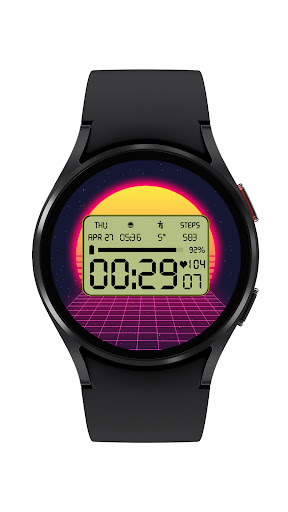 Android application SynthWave Watch Face screenshort